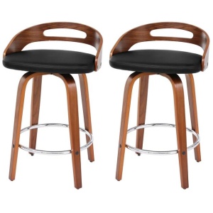 Artiss 2x Bar Stools Swivel Dining Chairs Low Back Counter Seat PU Cushion