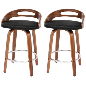 Artiss 2x Bar Stools Swivel Dining Chairs Low Back Counter Seat PU Cushion