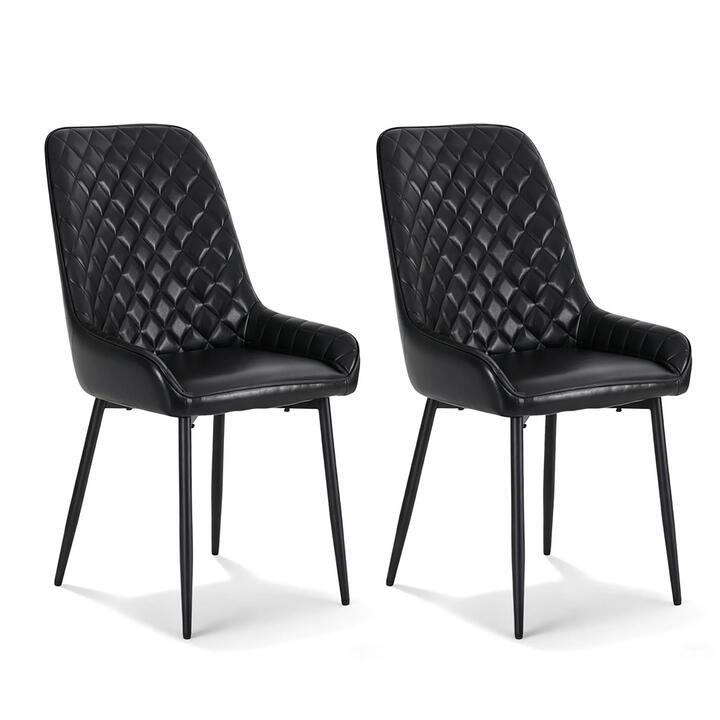 Artiss 2x Dining Chairs Retro PU Leather Kitchen Lounge Cafe Accent Chair Black- BKX2