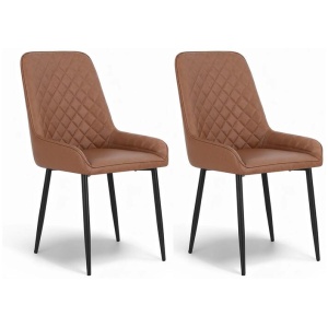 Artiss 2x Dining Chairs Retro PU Leather Kitchen Lounge Cafe Accent Chair Brown- BRX2