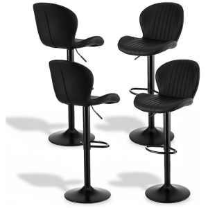 Artiss 4x Bar Stools Kitchen Swivel Gas Lift Counter Chair Shell Leather Black