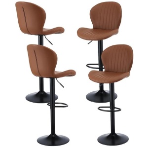 Artiss 4x Bar Stools Kitchen Swivel Gas Lift Counter Chair Shell Leather Brown