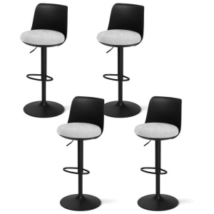 Artiss 4x Bar Stools Kitchen Swivel Gas Lift Counter Dining Chair Curved Black