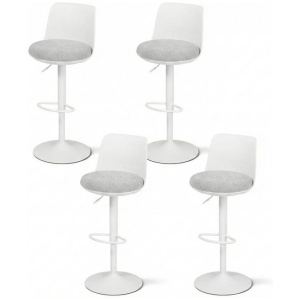 Artiss 4x Bar Stools Kitchen Swivel Gas Lift Counter Dining Chair Curved White