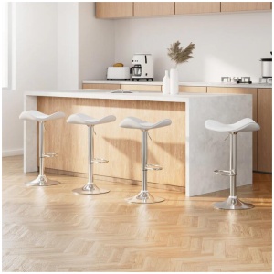 Artiss 4x Bar Stools Leather Gas Lift Chair White