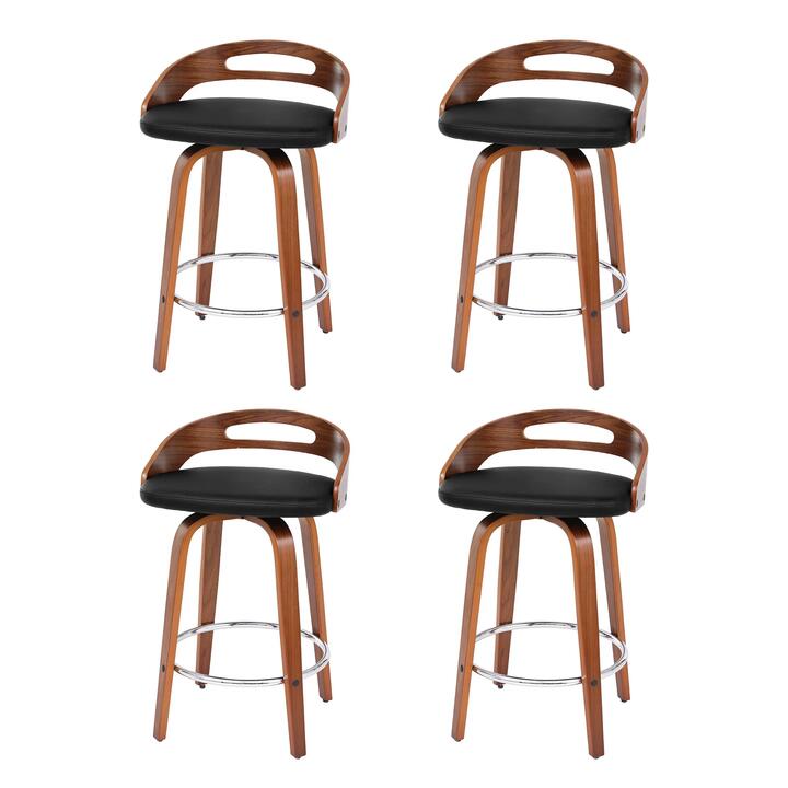Artiss 4x Bar Stools Swivel Dining Chairs Low Back Counter Seat PU Cushion