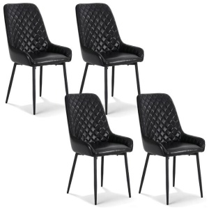 Artiss 4x Dining Chairs Retro PU Leather Kitchen Lounge Cafe Accent Chair Black- BKX4
