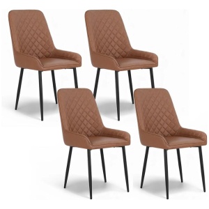 Artiss 4x Dining Chairs Retro PU Leather Kitchen Lounge Cafe Accent Chair Brown- BRX4