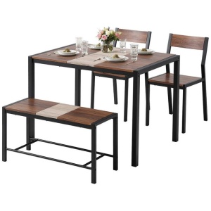 Artiss Dining Table and Chairs Set of 4 Bench Kitchen Furniture Rustic Brown- BH25-BR