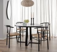 Ashton 4 Seater Dining Table Set With Wishbone Chairs Neutral