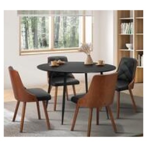 Atchison 4 Seater Round Dining Table Set Black