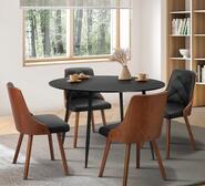 Atchison 4 Seater Round Dining Table Set Black