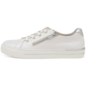 Audry W White Silver Leather Sneakers