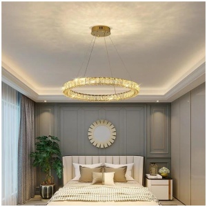 BAMDECOR C3313/1 Modern Crystal Chandeliers Lighting Fixtures Contemporary Round Chandelier Lighting Fixtures Crystal Pendant Ceiling Lights(Gold)