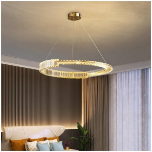 BAMDECOR C3318/1 Modern Crystal Chandeliers Lighting Fixtures Contemporary Round Chandelier Lighting Fixtures Crystal Pendant Ceiling Lights(Gold)