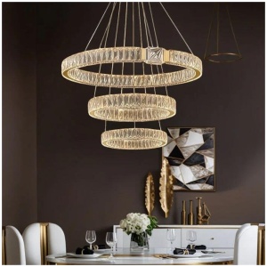BAMDECOR C3319 Modern Crystal Chandeliers Lighting Fixtures Contemporary Round Chandelier Lighting Fixtures Crystal Pendant Ceiling Lights(Gold-80+60+
