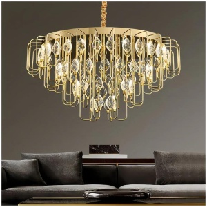 BAMDECOR C3345 Modern Luxury Crystal-leaf Chandelier LED Fashion Creativity Pendant Ceiling Lights(60cm-Gold)
