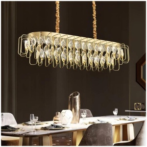 BAMDECOR C3345/OVAL1.2 Modern French Home Decor Luxury Crystal-leaf Chandelier LED Fashion Creativity Pendant Ceiling Lights(120cm-Gold)
