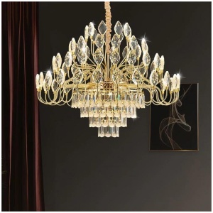 BAMDECOR C3347 Modern Luxury Crystal-leaf Chandelier LED Fashion Creativity Pendant Ceiling Lights(60cm-Gold)