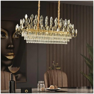 BAMDECOR C3347/OV Modern French Home Decor Luxury Crystal-leaf Chandelier LED Fashion Creativity Pendant Ceiling Lights(100cm-Gold)