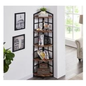 Berima 5 Shelf Corner Bookshelf Brown