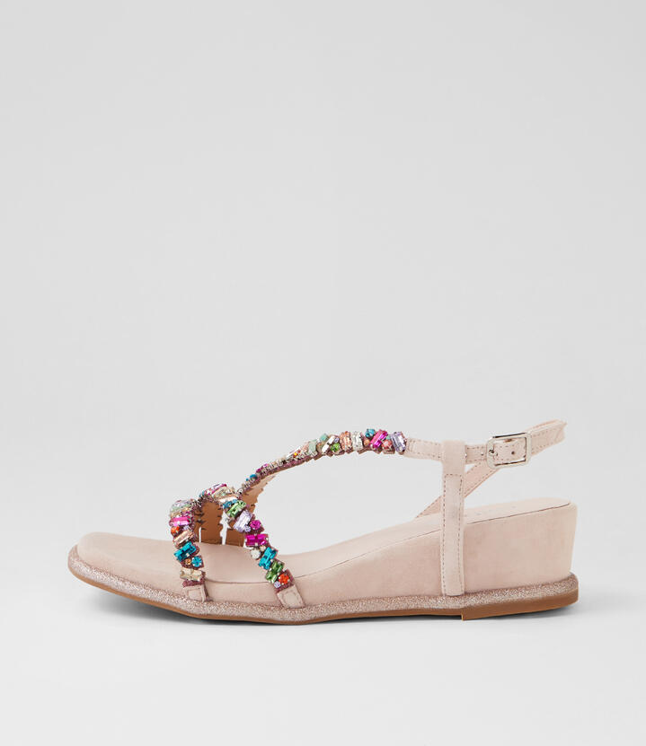 Betsy Nude Multi Suede Jewels Sandals