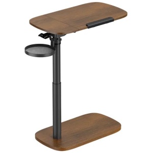 Brateck Storage-Savvy Height Adjustable Mobile Side Table Walnut