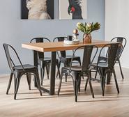 Bridge 6 Seater Dining Table Set With Replica Tolix Chairs Black
