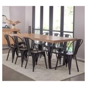 Bridge 8 Seater Dining Table Set With Replica Tolix Chairs Black