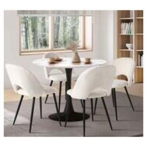 Broadway 4 Seater Round Dining Table Set Black