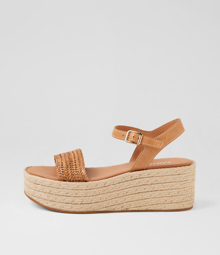 Camelian Natural Tan Woven Leather Sandals