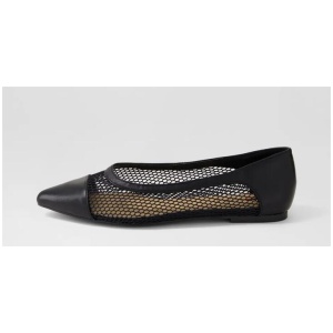 Cayde Black Mesh Flat Shoes
