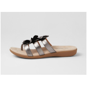 Cherina Silver Metallic Leather Slides