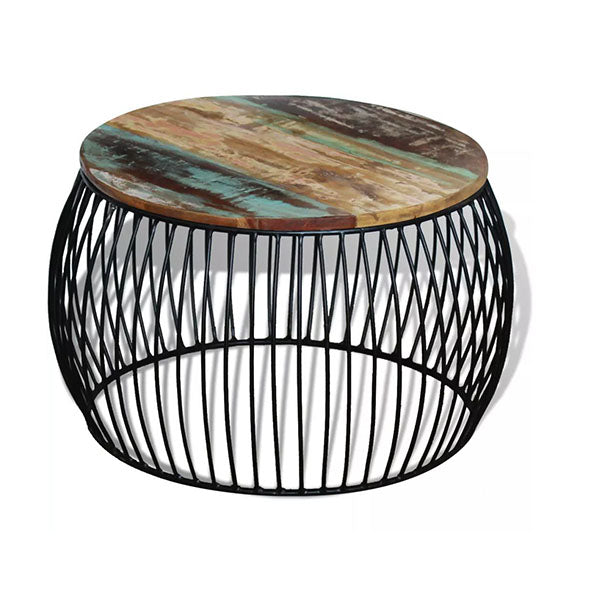 Coffee Table Round Solid Reclaimed Wood 68 X 37Cm