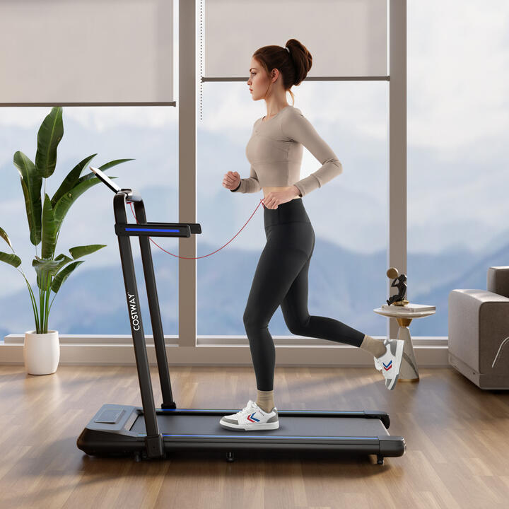 Costway3.0 HP 2 in 1 Folding Treadmill with Incline Remote Control-Navy