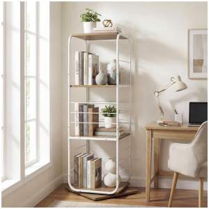 Costway4-Tier 360° Spinning Bookcase Tower with Metal Frame-Natural
