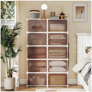 Costway4/6/8/10 Tier Shoe Storage Cabinet with Removable Shelves and Magnetic Doors-White-10 Tiers