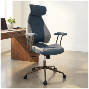 CostwayErgonomic Office Chair with 2D Headrest and Rocking Backrest-Grey