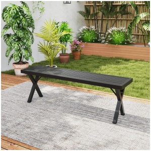 CostwayHeavy-Duty 2-Person Bench with Slatted Seat and X Legs