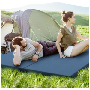 CostwayIndoor outdoor Foldable Camping Mattress High density foam Cushion-Navy