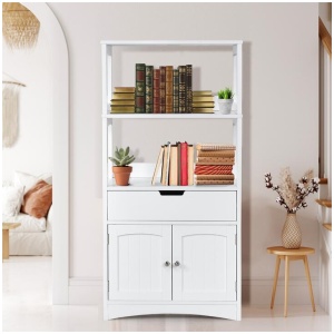 CostwayStorage Cabinet Display Shelf with Durable Material for Bathroom