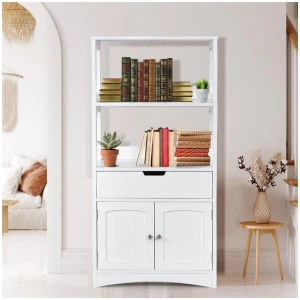 CostwayStorage Cabinet Display Shelf with Durable Material for Bathroom