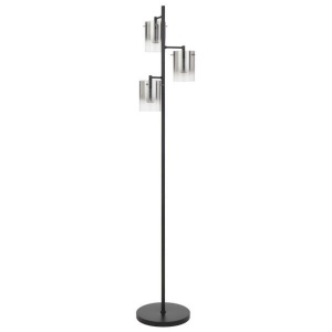 Crevil LED Floor Lamp Smoke Glass Black Lights Lighting Telbix