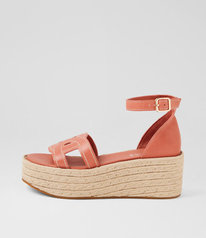 Crysalis Orange Leather Sandals