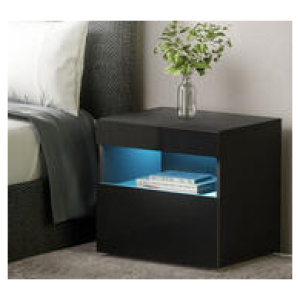 Dally Bedside Table With Led Black Medium