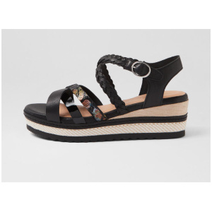 Daphnie Black Leather Sandals