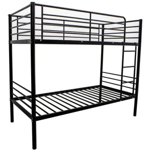 Designer Modern Metal Bed Frame Bunk Bed Single/Single - Black