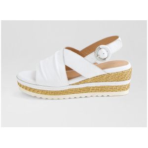 Devie White Weave Leather Sandals