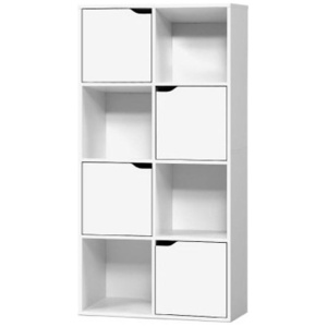 Display Shelf 8 Cube Storage 4 Door Cabinet Organizer Bookshelf White
