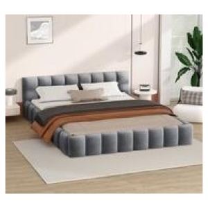 Donalyn Queen Velvet Tufed Bed Frame Grey